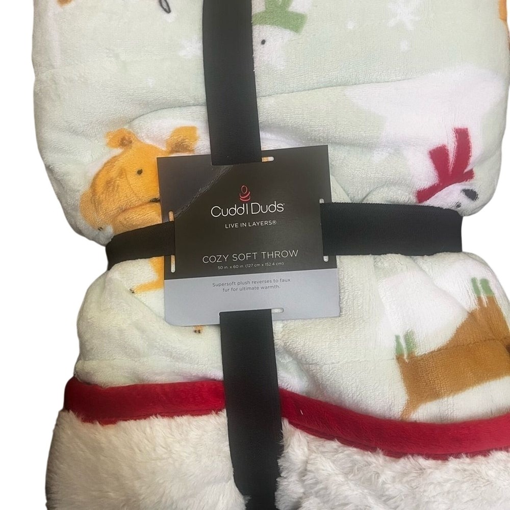 Cuddl Duds Cozy Plush Throw Blanket Dogs Polar Bears (50in by 60in) GIFT NEW